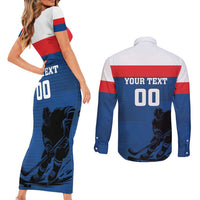 Custom Slovakia Hockey Couples Matching Short Sleeve Bodycon Dress and Long Sleeve Button Shirt Go Nasi Chlapci
