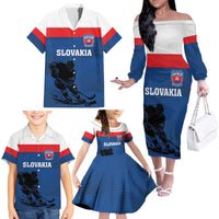 Custom Slovakia Hockey Family Matching Off The Shoulder Long Sleeve Dress and Hawaiian Shirt Go Nasi Chlapci
