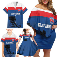 Custom Slovakia Hockey Family Matching Off Shoulder Short Dress and Hawaiian Shirt Go Nasi Chlapci