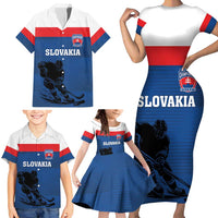 Custom Slovakia Hockey Family Matching Short Sleeve Bodycon Dress and Hawaiian Shirt Go Nasi Chlapci