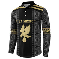 Custom Mexico Football Button Sweatshirt El Tri Aztec Pattern Back Version