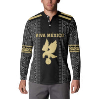 Custom Mexico Football Button Sweatshirt El Tri Aztec Pattern Back Version