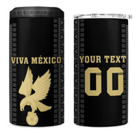Custom Mexico Football 4 in 1 Can Cooler Tumbler El Tri Aztec Pattern Back Version