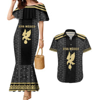 Custom Mexico Football Couples Matching Mermaid Dress and Hawaiian Shirt El Tri Aztec Pattern Back Version