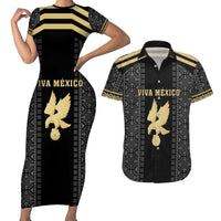 Custom Mexico Football Couples Matching Short Sleeve Bodycon Dress and Hawaiian Shirt El Tri Aztec Pattern Back Version