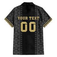 Custom Mexico Football Family Matching Off The Shoulder Long Sleeve Dress and Hawaiian Shirt El Tri Aztec Pattern Back Version