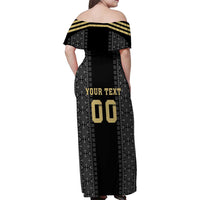 Custom Mexico Football Family Matching Off Shoulder Maxi Dress and Hawaiian Shirt El Tri Aztec Pattern Back Version