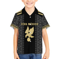 Custom Mexico Football Family Matching Off Shoulder Maxi Dress and Hawaiian Shirt El Tri Aztec Pattern Back Version
