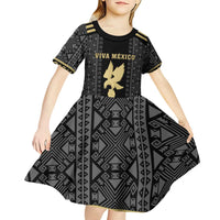 Custom Mexico Football Kid Short Sleeve Dress El Tri Aztec Pattern Back Version