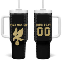 Custom Mexico Football Tumbler With Handle El Tri Aztec Pattern Back Version