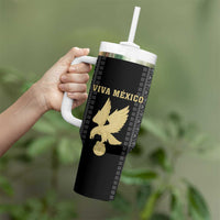 Custom Mexico Football Tumbler With Handle El Tri Aztec Pattern Back Version