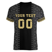 Custom Mexico Football Women V-Neck T-Shirt El Tri Aztec Pattern Back Version