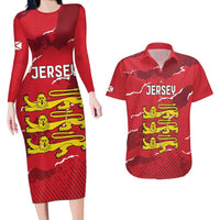 Custom Bailiwick of Jersey Couples Matching Long Sleeve Bodycon Dress and Hawaiian Shirt Sporty Style