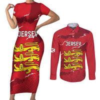 Custom Bailiwick of Jersey Couples Matching Short Sleeve Bodycon Dress and Long Sleeve Button Shirt Sporty Style