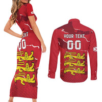 Custom Bailiwick of Jersey Couples Matching Short Sleeve Bodycon Dress and Long Sleeve Button Shirt Sporty Style