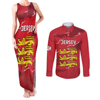 Custom Bailiwick of Jersey Couples Matching Tank Maxi Dress and Long Sleeve Button Shirt Sporty Style