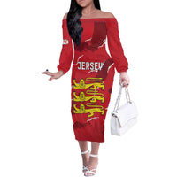 Custom Bailiwick of Jersey Family Matching Off The Shoulder Long Sleeve Dress and Hawaiian Shirt Sporty Style