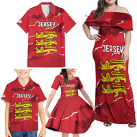 Custom Bailiwick of Jersey Family Matching Off Shoulder Maxi Dress and Hawaiian Shirt Sporty Style