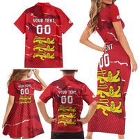 Custom Bailiwick of Jersey Family Matching Short Sleeve Bodycon Dress and Hawaiian Shirt Sporty Style