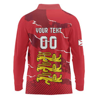 Custom Bailiwick of Jersey Long Sleeve Polo Shirt Sporty Style