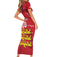 Custom Bailiwick of Jersey Short Sleeve Bodycon Dress Sporty Style