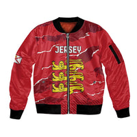 Custom Bailiwick of Jersey Sleeve Zip Bomber Jacket Sporty Style