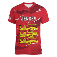 Custom Bailiwick of Jersey Women V-Neck T-Shirt Sporty Style