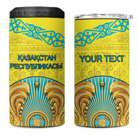 Personalized Kazakhstan Emblem 4 in 1 Can Cooler Tumbler Kazakh Pattern