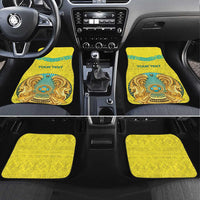 Personalized Kazakhstan Emblem Car Mats Kazakh Pattern