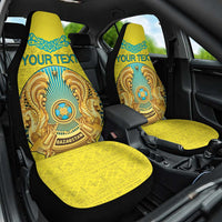 Personalized Kazakhstan Emblem Car Seat Cover Kazakh Pattern