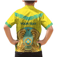 Personalized Kazakhstan Emblem Family Matching Mermaid Dress and Hawaiian Shirt Kazakh Pattern