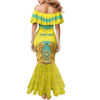 Personalized Kazakhstan Emblem Family Matching Mermaid Dress and Hawaiian Shirt Kazakh Pattern