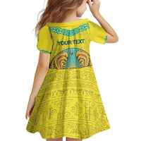 Personalized Kazakhstan Emblem Family Matching Off Shoulder Short Dress and Hawaiian Shirt Kazakh Pattern