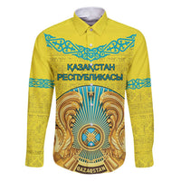 Personalized Kazakhstan Emblem Family Matching Puletasi and Hawaiian Shirt Kazakh Pattern