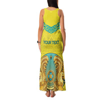 Personalized Kazakhstan Emblem Family Matching Tank Maxi Dress and Hawaiian Shirt Kazakh Pattern