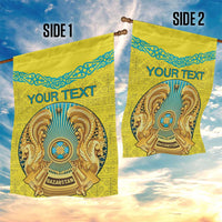 Personalized Kazakhstan Emblem Garden Flag Kazakh Pattern