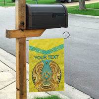 Personalized Kazakhstan Emblem Garden Flag Kazakh Pattern