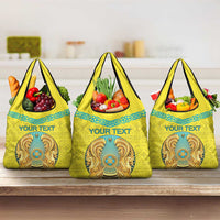 Personalized Kazakhstan Emblem Grocery Bag Kazakh Pattern
