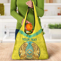 Personalized Kazakhstan Emblem Grocery Bag Kazakh Pattern