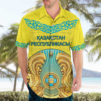 Personalized Kazakhstan Emblem Hawaiian Shirt Kazakh Pattern