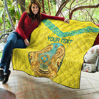 Personalized Kazakhstan Emblem Quilt Kazakh Pattern