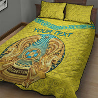 Personalized Kazakhstan Emblem Quilt Bed Set Kazakh Pattern