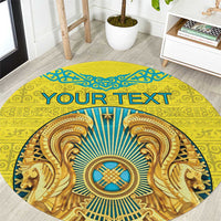 Personalized Kazakhstan Emblem Round Carpet Kazakh Pattern