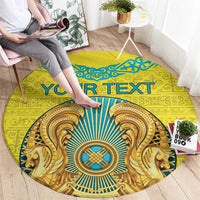 Personalized Kazakhstan Emblem Round Carpet Kazakh Pattern