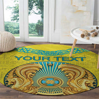 Personalized Kazakhstan Emblem Round Carpet Kazakh Pattern