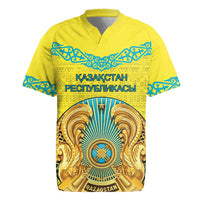 Personalized Kazakhstan Emblem Rugby Jersey Kazakh Pattern
