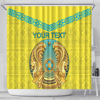 Personalized Kazakhstan Emblem Shower Curtain Kazakh Pattern
