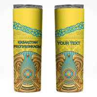 Personalized Kazakhstan Emblem Skinny Tumbler Kazakh Pattern