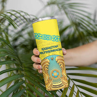 Personalized Kazakhstan Emblem Skinny Tumbler Kazakh Pattern