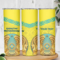 Personalized Kazakhstan Emblem Skinny Tumbler Kazakh Pattern